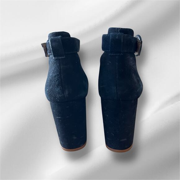 Madewell Regina Sandal Black Suede Block Heel Buckle Size US 8 Ankle Strap - Picture 4 of 8